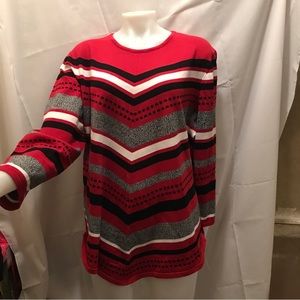 NWT Sz 2x alfred Dunner classics red/black sweater. FINAL SALE